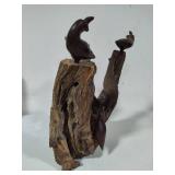 Driftwood Carved Bird Sculpture