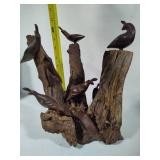 Driftwood Carved Bird Sculpture