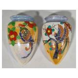 Vintage Hotto Yu Hand Painted Lusterware Wall Pockets