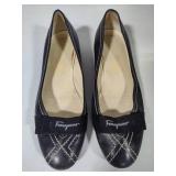 Salvatore Ferragamo Black Leather Flats (sz 8)