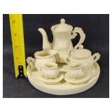 Porcelain White Rose Miniature Tea Set