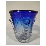 Cobalt Blue Murano Blown Glass Vase