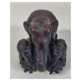 Hand Carved Mama Elephant & Calves