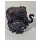 Hand Carved Mama Elephant & Calves