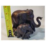 Hand Carved Mama Elephant & Calves