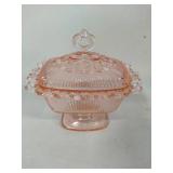 Pink Indiana Glass Lidded Candy Dish
