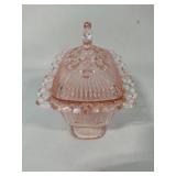 Pink Indiana Glass Lidded Candy Dish