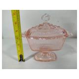 Pink Indiana Glass Lidded Candy Dish