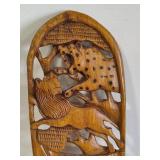 Wood Carved Animal Wall Plaque