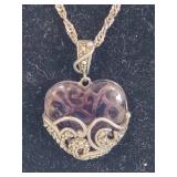 Sterling/925 Marcasite Heart Pendant & Chain