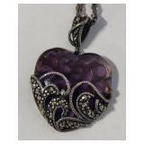 Sterling/925 Marcasite Heart Pendant & Chain