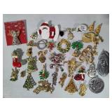 Large Lot of Christmas/Holiday Brooches