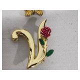 Lot of Vintage Brooches - Some Stamped -