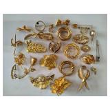 Lot of Gold Tone Brooches