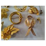 Lot of Gold Tone Brooches