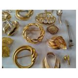 Lot of Gold Tone Brooches