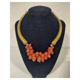 Vintage Gold Tone & Carnelian Collar Necklace
