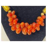 Vintage Gold Tone & Carnelian Collar Necklace