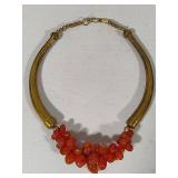 Vintage Gold Tone & Carnelian Collar Necklace