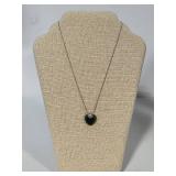 Sterling Avon Jade Heart Pendant Necklace