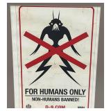 Framed Behind Glass For Humans Only Non-Humans Banned! Poster 15" x 18"