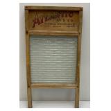 Vintage Atlantic No.510 Washboard With Glass 12 1/2" x 24" (Glass Has Small Crack In Corner)