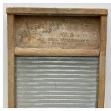 Vintage Atlantic No.510 Washboard With Glass 12 1/2" x 24" (Glass Has Small Crack In Corner)