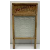 Vintage Atlantic No.510 Washboard With Glass 12 1/2" x 24" (Glass Has Small Crack In Corner)