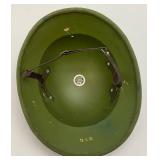Vintage Chinese Military Pith Helmet Green With Chinese Writing
