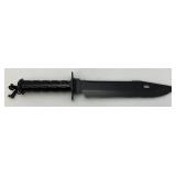 15" Tactical Survival Knife Black 420 Steel Blade And Sheath