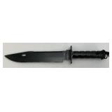 15" Tactical Survival Knife Black 420 Steel Blade And Sheath
