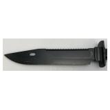 15" Tactical Survival Knife Black 420 Steel Blade And Sheath