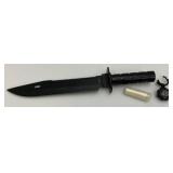 15" Tactical Survival Knife Black 420 Steel Blade And Sheath