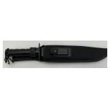 15" Tactical Survival Knife Black 420 Steel Blade And Sheath