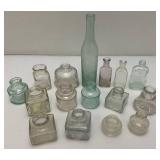 Misc. Vintage Glass Ink Wells, Bottles And more