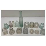 Misc. Vintage Glass Ink Wells, Bottles And more