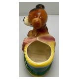 Vintage Royal Copley Puppy In Wagon Planter 4" x 6 1/2" x 6 3/4"