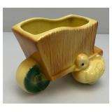 Vintage Royal Copley Duck By Wheelbarrow Planter 3" x 4" x 5 1/2"