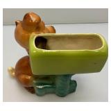 Vintage Royal Copley Puppy With Mailbox Planter 4 1/2" x 8" x 8" (Tiny Hairline Crack On Top Back Of Mailbox And Tail Repaired)
