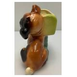 Vintage Royal Copley Puppy With Mailbox Planter 4 1/2" x 8" x 8" (Tiny Hairline Crack On Top Back Of Mailbox And Tail Repaired)