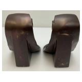 Neoclassical Acanthus Leaf-Shaped Foliate Brass Bookends 4" x 5 1/4" x 6"
