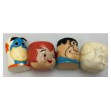 1972 FLINTSTONES Brand Multi-Vitamins Collectible Character Cups Including Fred, Dino,  Bam-Bam & Pebbles