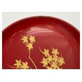 Vintage Mid-Century Japanese Lacquerware Botanical Bowls 1 1/2" x 6" (One Bowl Repaired)