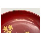 Vintage Mid-Century Japanese Lacquerware Botanical Bowls 1 1/2" x 6" (One Bowl Repaired)