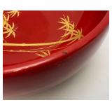 Vintage Mid-Century Japanese Lacquerware Botanical Serving Bowl 10 3/4" x 4"