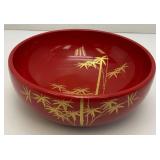 Vintage Mid-Century Japanese Lacquerware Botanical Serving Bowl 10 3/4" x 4"