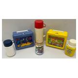 Misc. Vintage Plastic Lunch Boxes And Thermoses Including BATMAN, GARFIELD And More