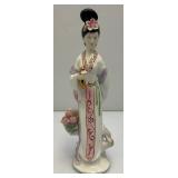 RARE Unique Vintage Oriental Geisha Girl Porcelain Figurine 11 1/2" Tall