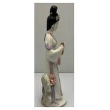 RARE Unique Vintage Oriental Geisha Girl Porcelain Figurine 11 1/2" Tall
