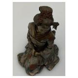 Vintage Collectible Japanese Geisha Kikuya W/Kimono Statue Bronze Powder 6"